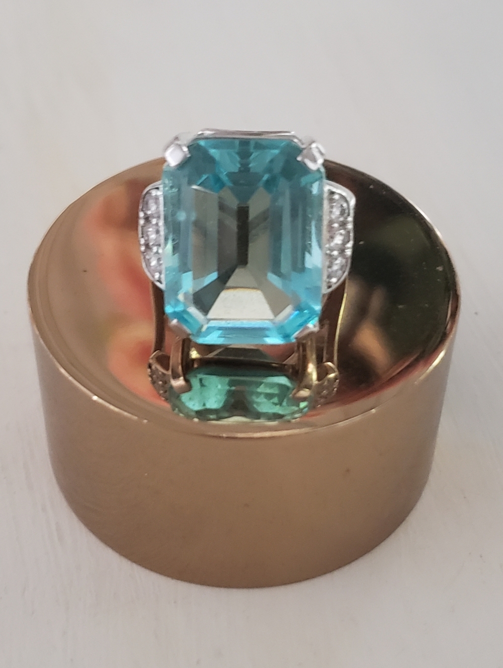 Cocktail Ring, Faux Aquamarine, Sterling Silver, Not Used, Like New, Size 8